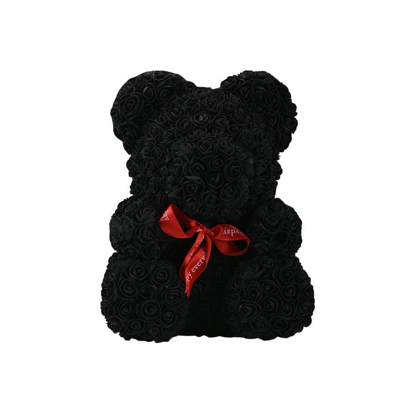 Luxury Rose Teddy Bear - 38cm black bear 11 - Artificial & Dried Flowers