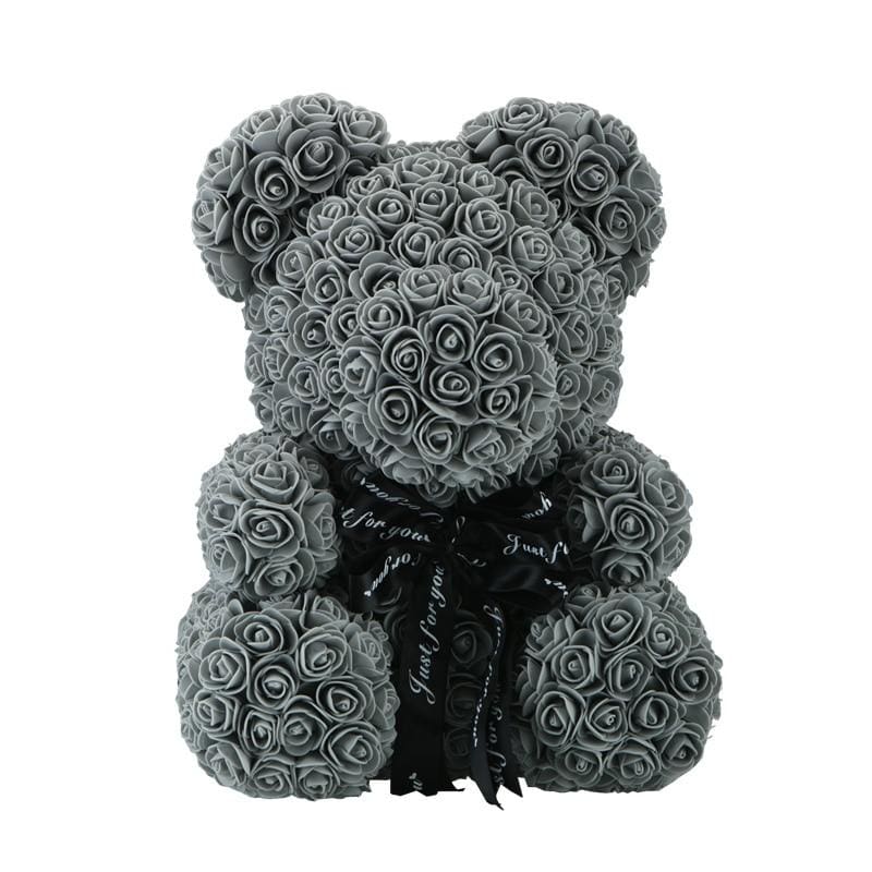 Luxury Rose Teddy Bear - 38cm grey boar 9 - Artificial & Dried Flowers