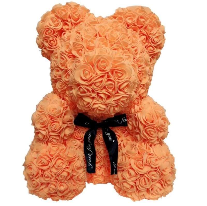 Luxury Rose Teddy Bear - 38cm orange boar 18 - Artificial & Dried Flowers