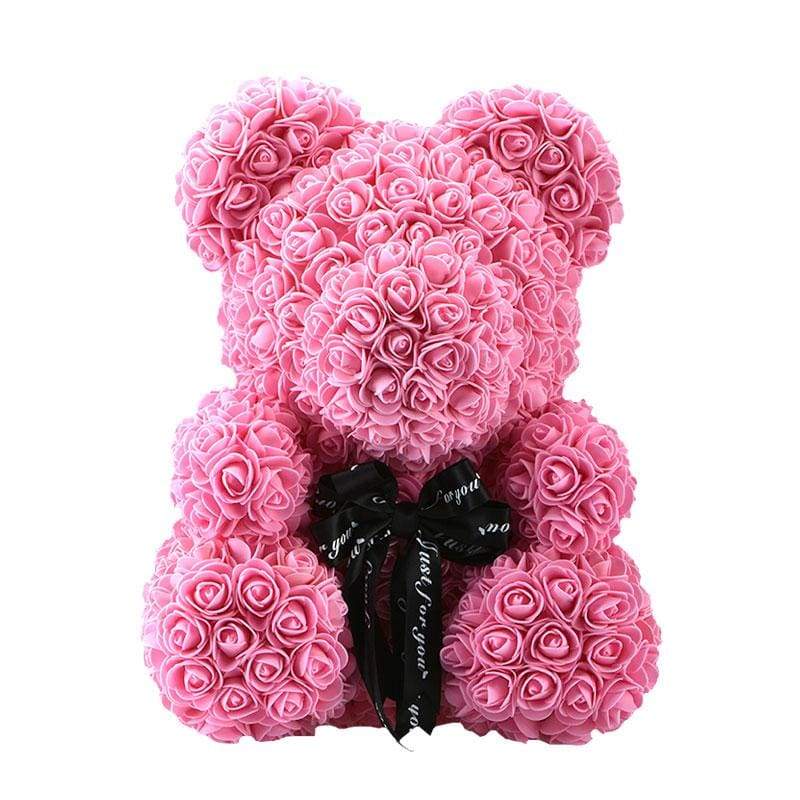 Luxury Rose Teddy Bear - 38cm pink bear 5 - Artificial & Dried Flowers