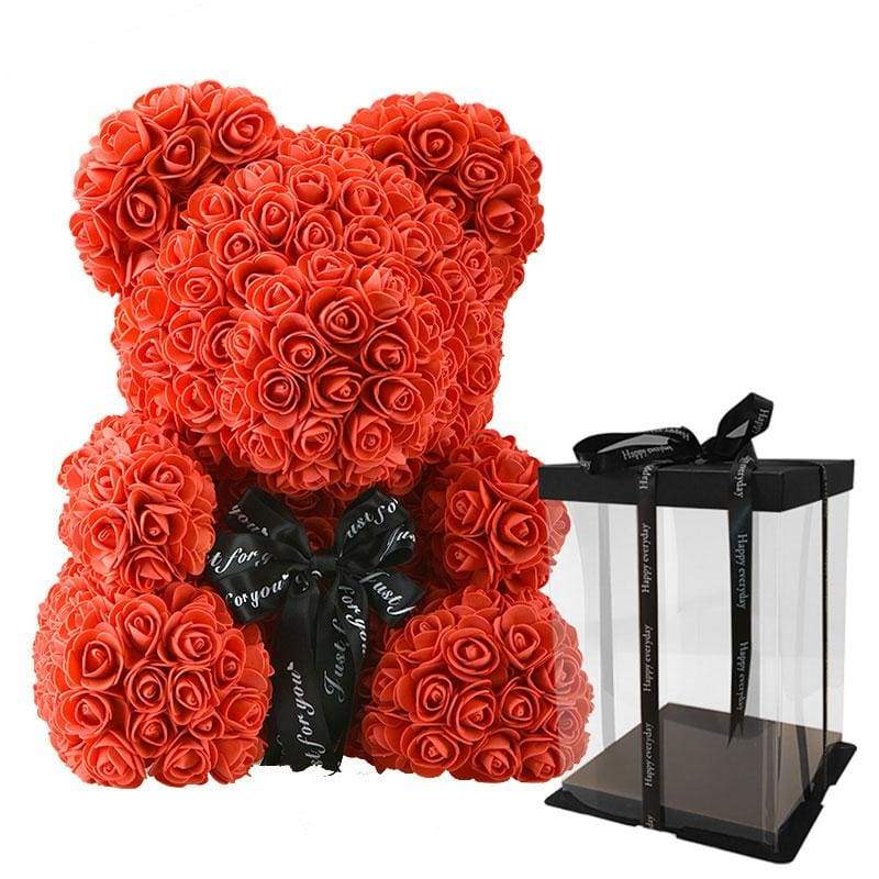 Luxury Rose Teddy Bear - 38cm red with box 4 - Artificial & Dried Flowers