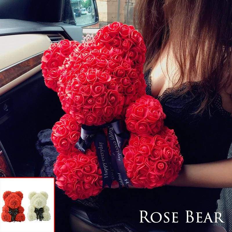 Luxury Rose Teddy Bear - Artificial & Dried Flowers