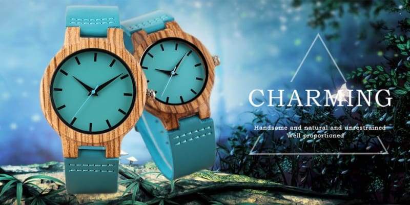 Luxury royal blue wood watch bands - Quartz Watches