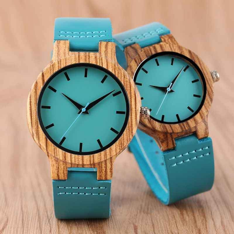Luxury royal blue wood watch bands - Quartz Watches