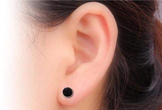 Magnetic Stud Slimming Earrings - Black - Stud Earrings