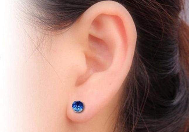 Magnetic Stud Slimming Earrings - Blue - Stud Earrings