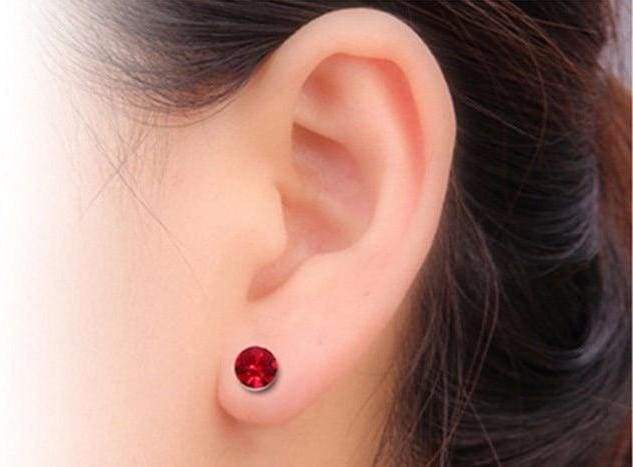 Magnetic Stud Slimming Earrings - Red - Stud Earrings