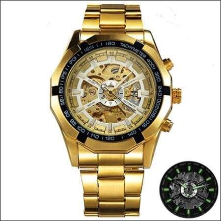 Mechanical watch luxury - GOLDEN BLACK WHITE - Mechanical Watches