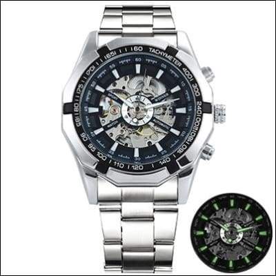 Mechanical watch luxury - SILVER CASE BLACK - Mechanical Watches