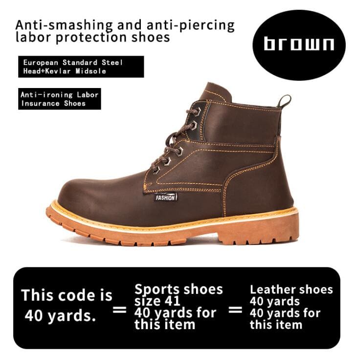 Mens Casual Boots Winter Work Safety Boots shoes - Brown / 37 - Winter Boots