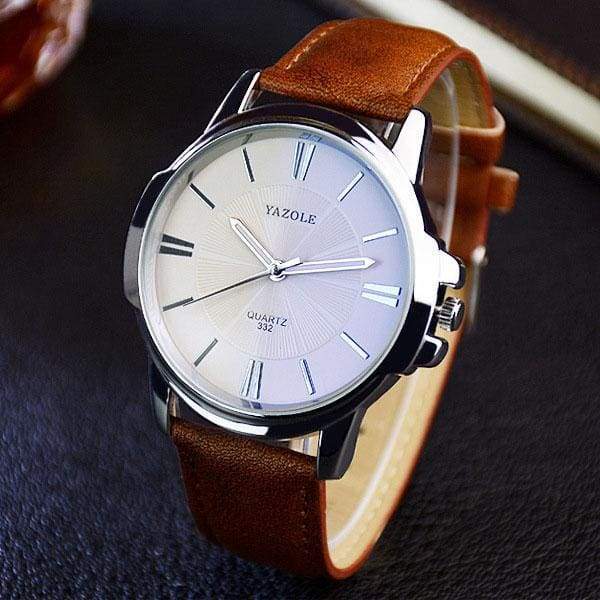Men Wrist Watch - Brown white - Quartz Watches