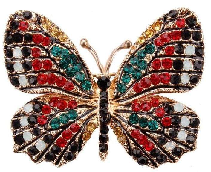Multi-Color Crystal Butterfly Brooch Pin - Brooches