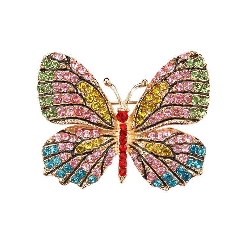 Multi-Color Crystal Butterfly Brooch Pin - Brooches