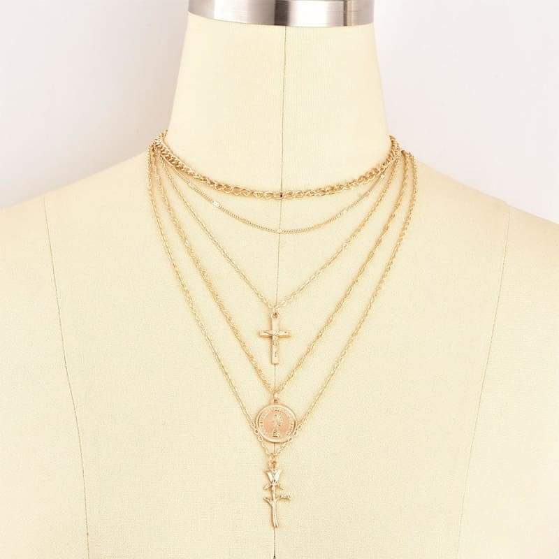 Multiple Layers Cross Necklaces - Pendant Necklaces