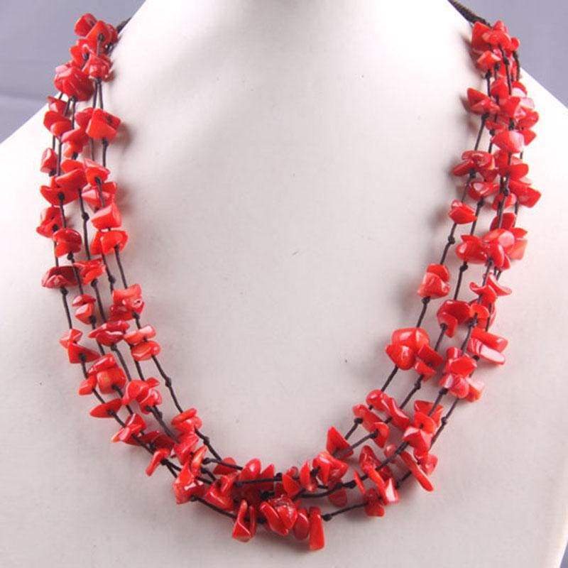 Natural Stone GEM Chip Handmade Necklace - Chain Necklaces
