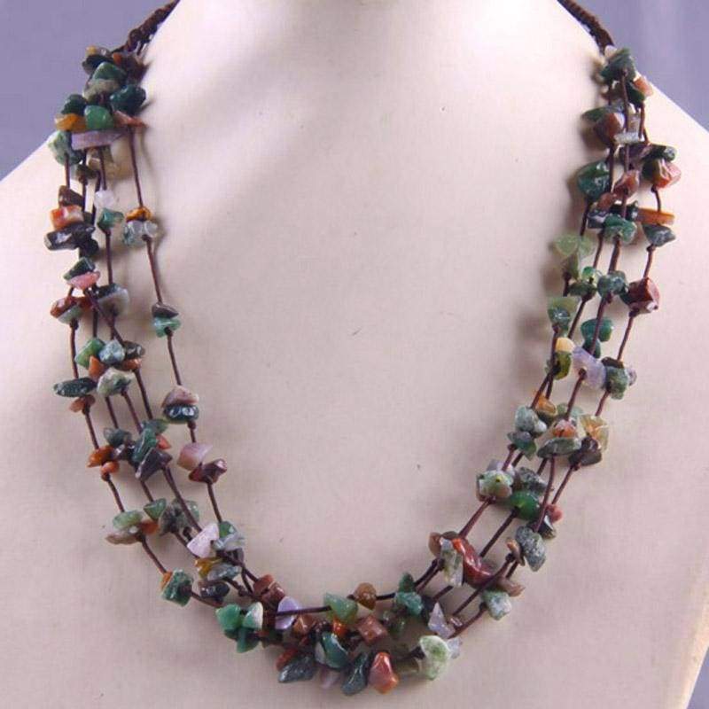 Natural Stone GEM Chip Handmade Necklace - Chain Necklaces