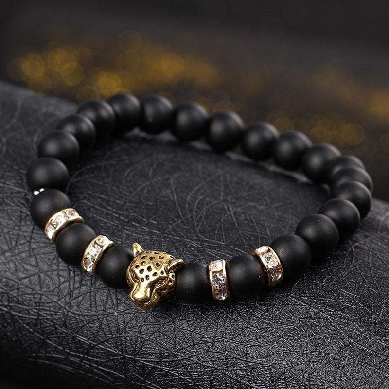 Natural Stone Leopard Bracelet For Men Strand Bracelets