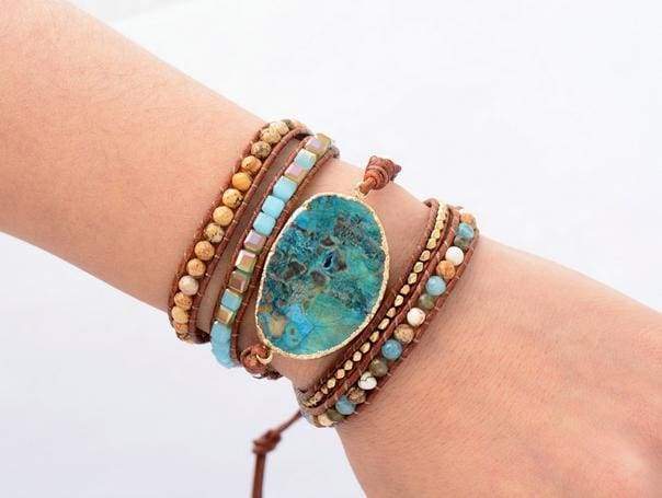 Ocean Stone Peace Bracelet - Wrap Bracelets