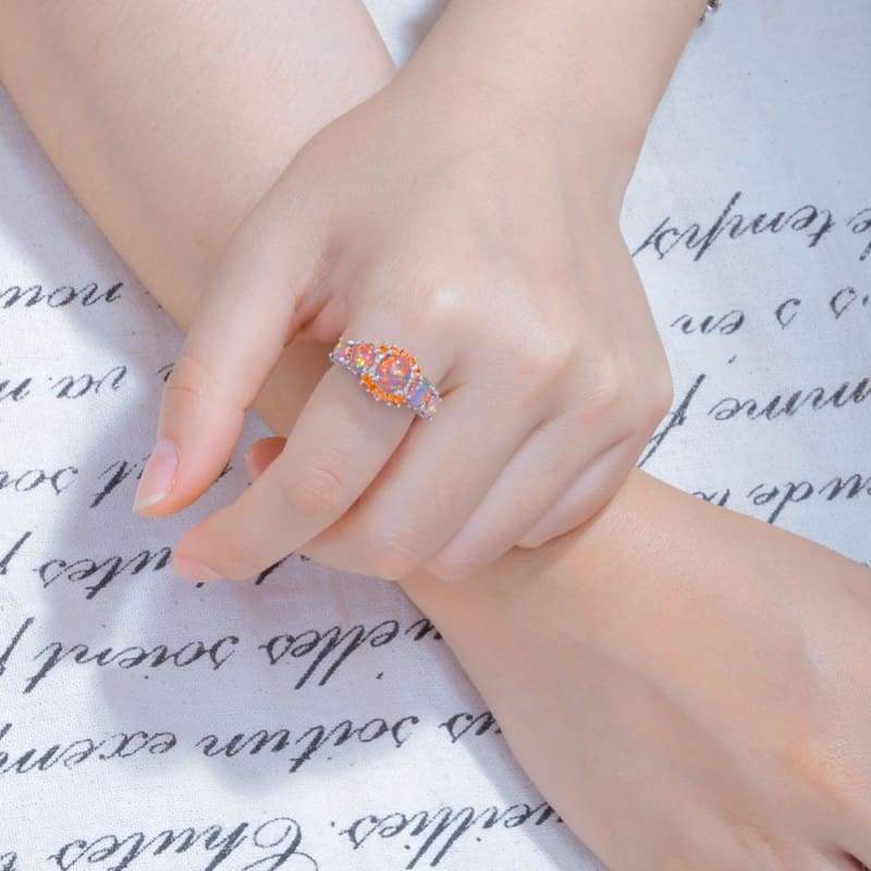 Orange Fire Opal Ring - Engagement Rings