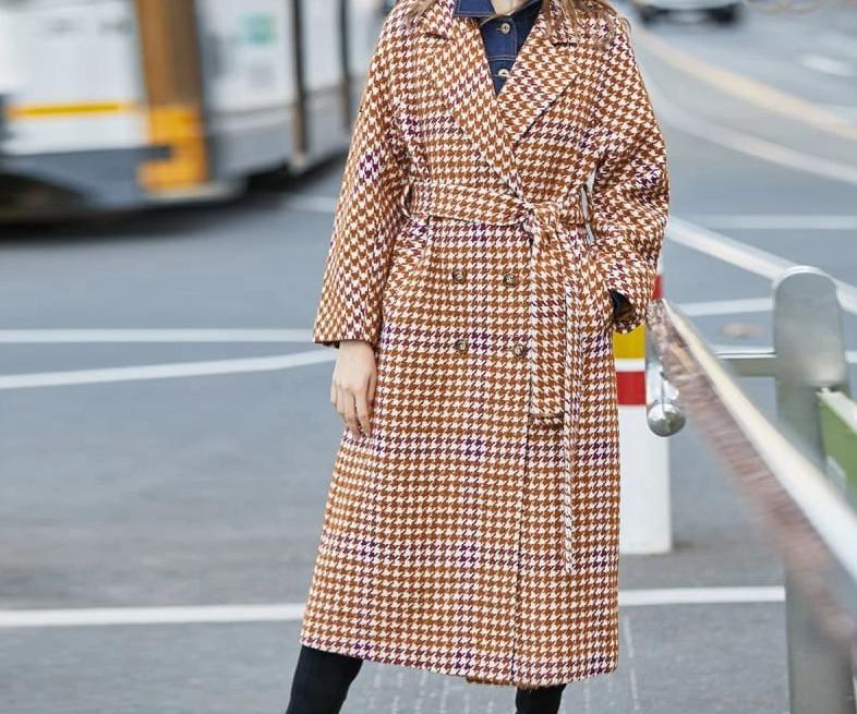 Overcoat Plaid Cinched Waist Just For You - Women Coat