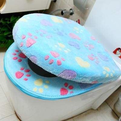 Plush Toilet Cover Just For You - blue set - Toilet Seat Covers
