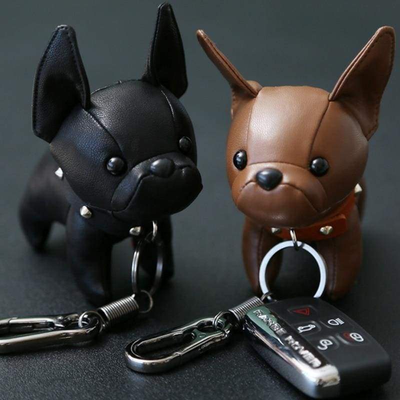 PU Leather Bulldog Keychain Holder - Key Chains