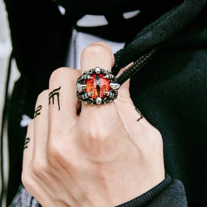 Punk Rock Claw Evil Eye Ring - 7 / red colour - Rings