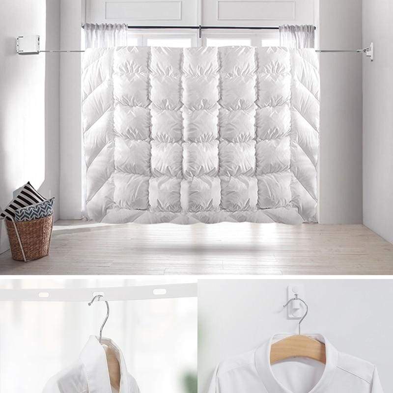 Retractable Wall Mounted Clothes Line - white - Wall Mounted Clothes Line