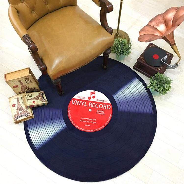 Retro Vinyl Record Rug - red / diameter 100cm - Bath Mats