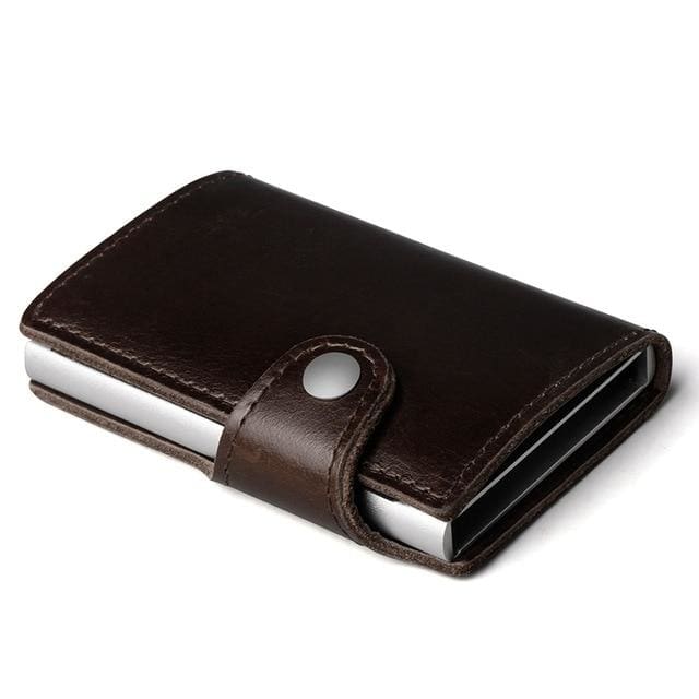 RFID Blocking Leather Wallet For Men - Buckle brown - Card & ID Holders