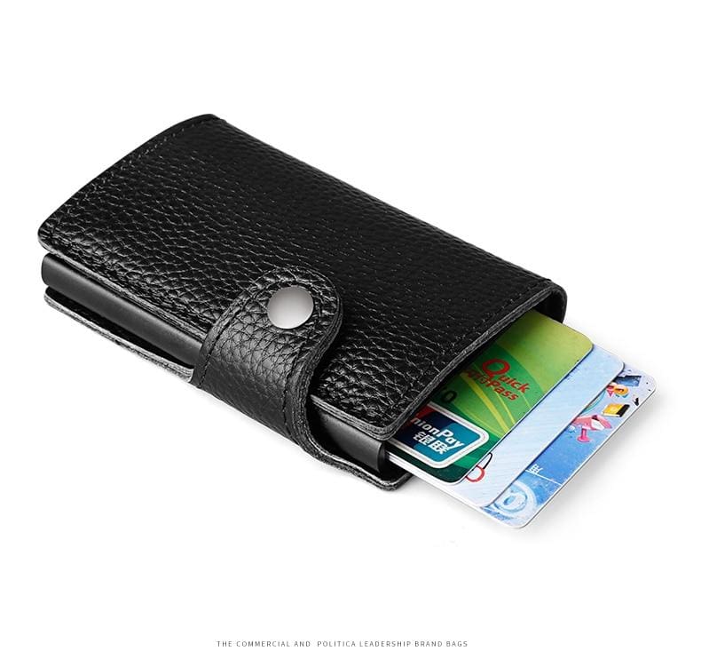 RFID Blocking Leather Wallet For Men - Grain black - Card & ID Holders