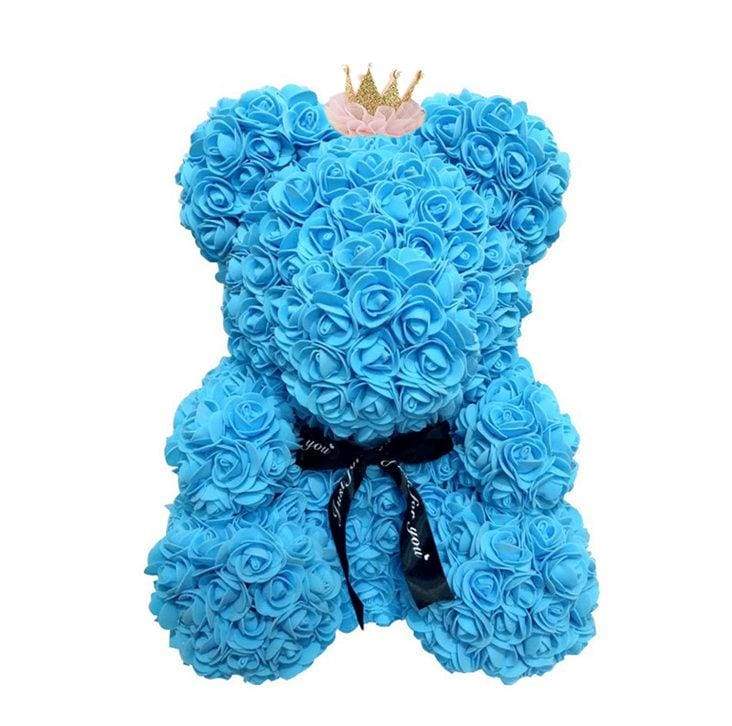 Rose Teddy Bear Just For You - 40cm blue crown - Teddy Bear