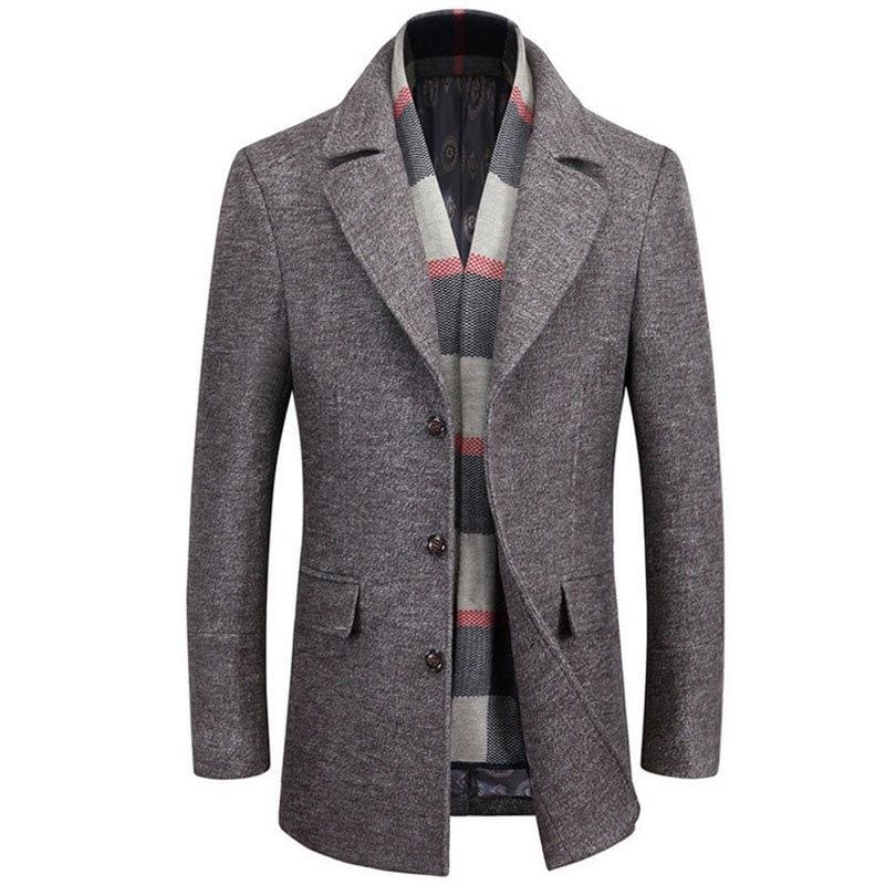 Scarf Collar Fashion Design Mens Jacket - 1717 Coffee / M - Wool & Blends