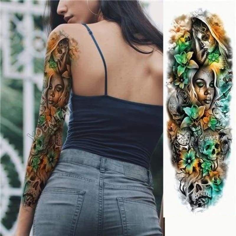 Sexy Large Arm Sleeve Tattoo - 02 - Temporary Tattoos