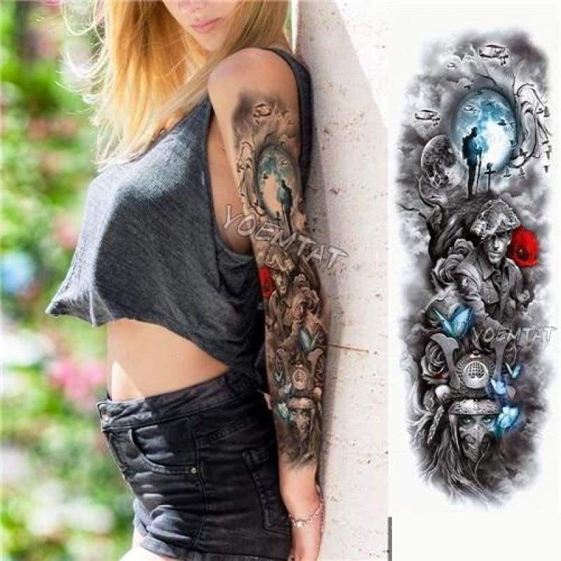 Sexy Large Arm Sleeve Tattoo - 04 - Temporary Tattoos