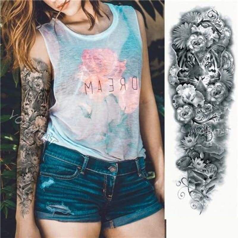 Sexy Large Arm Sleeve Tattoo - 10 - Temporary Tattoos