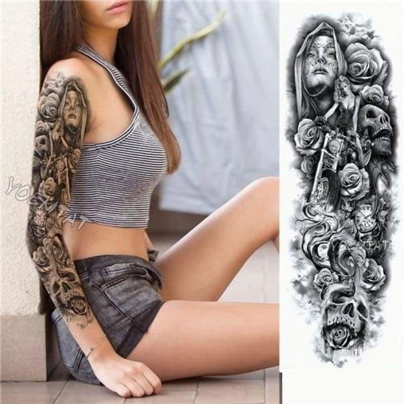 Sexy Large Arm Sleeve Tattoo - 20 - Temporary Tattoos