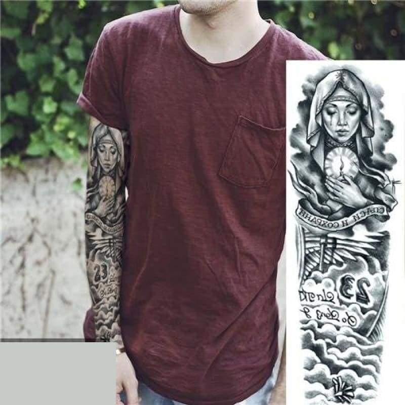 Sexy Large Arm Sleeve Tattoo - 21 - Temporary Tattoos