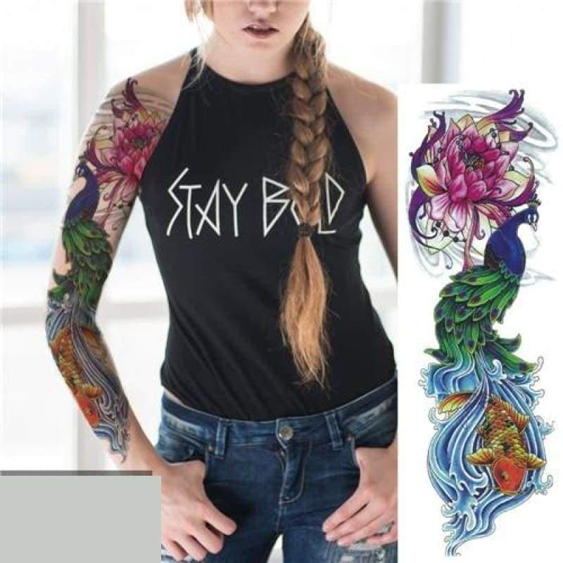 Sexy Large Arm Sleeve Tattoo - 22 - Temporary Tattoos