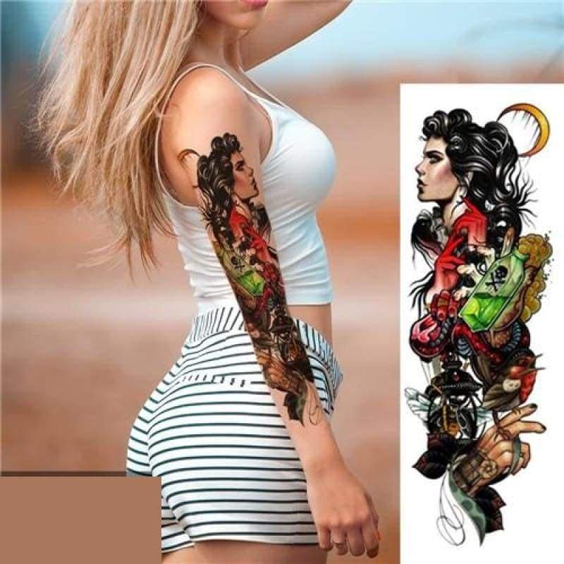 Sexy Large Arm Sleeve Tattoo - 25 - Temporary Tattoos