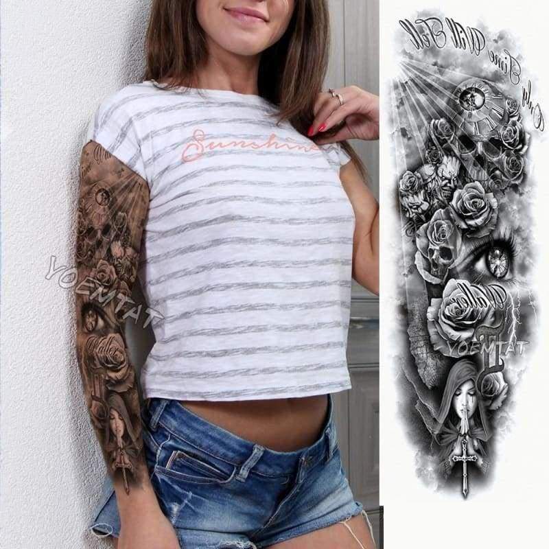 Sexy Large Arm Sleeve Tattoo - Temporary Tattoos