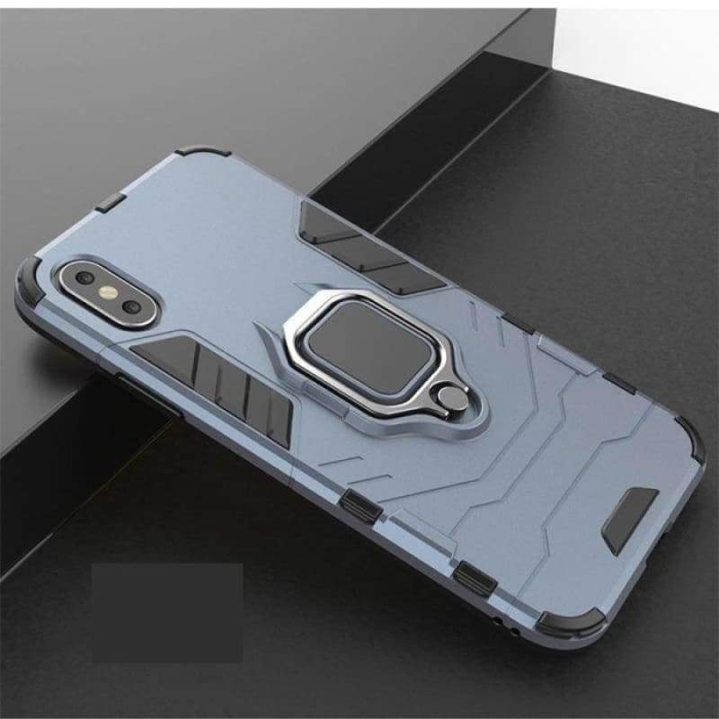 Shockproof Armor Phone Case For IPhone - Blue With Bracket / For iphone 5 5s SE - Fitted Cases