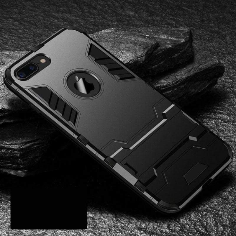 Shockproof Armor Phone Case For IPhone - Dazzling Black / For iphone X - Fitted Cases