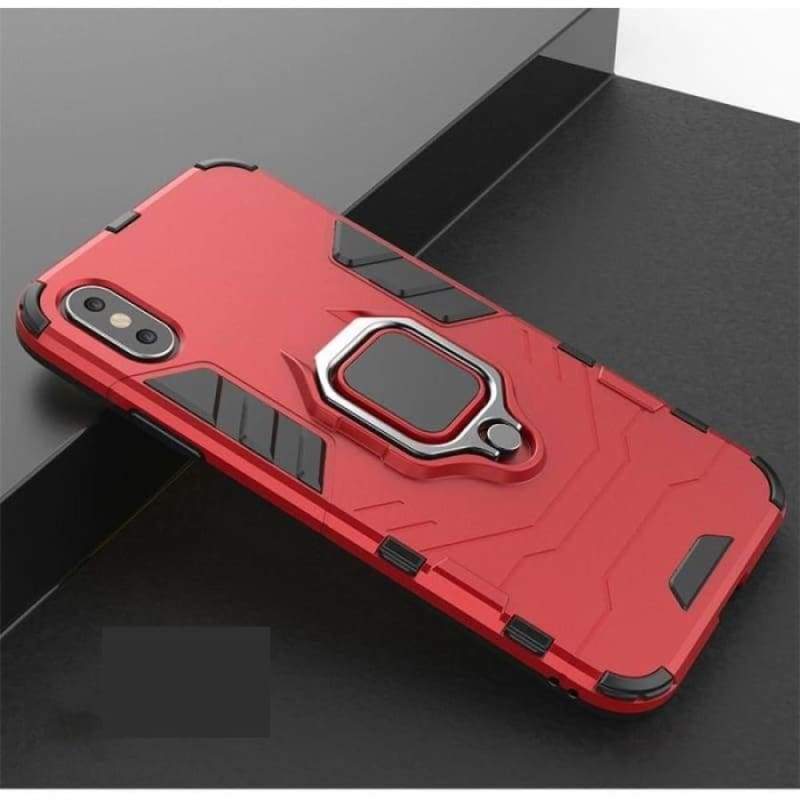 Shockproof Armor Phone Case For IPhone - Red With Bracket / For iphone 5 5s SE - Fitted Cases