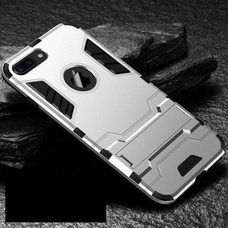 Shockproof Armor Phone Case For IPhone - Temperament Silver / For iphone X - Fitted Cases