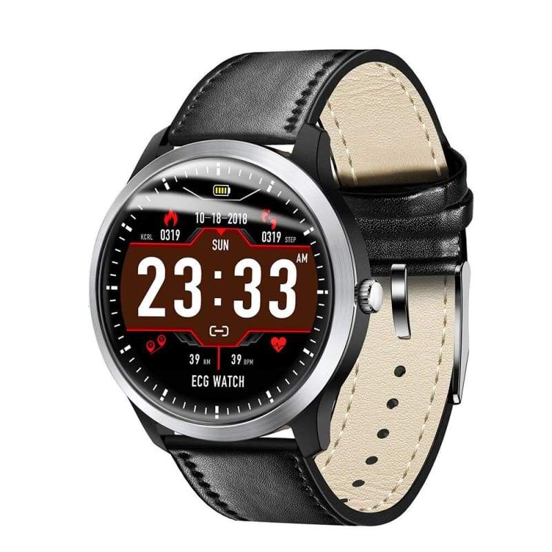 Smart Watch ECG + PPG Just For You - Black Leather - Smart Watches1