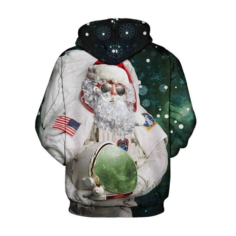 Space Astronaut Santa Hooded Sweatshirt - Christmas Hoodies