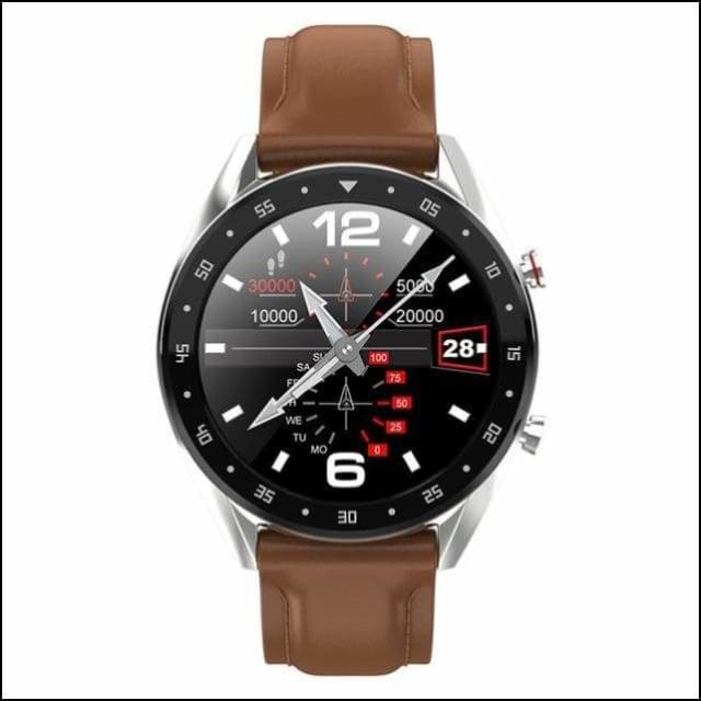 Sport Smart Watch Fitness Bracelet - L7 Silver Leather / not have retail box