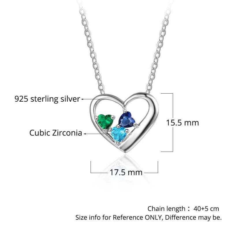 Sterling Silver 3 Birthstone Necklace Pendant - Pendant Necklaces