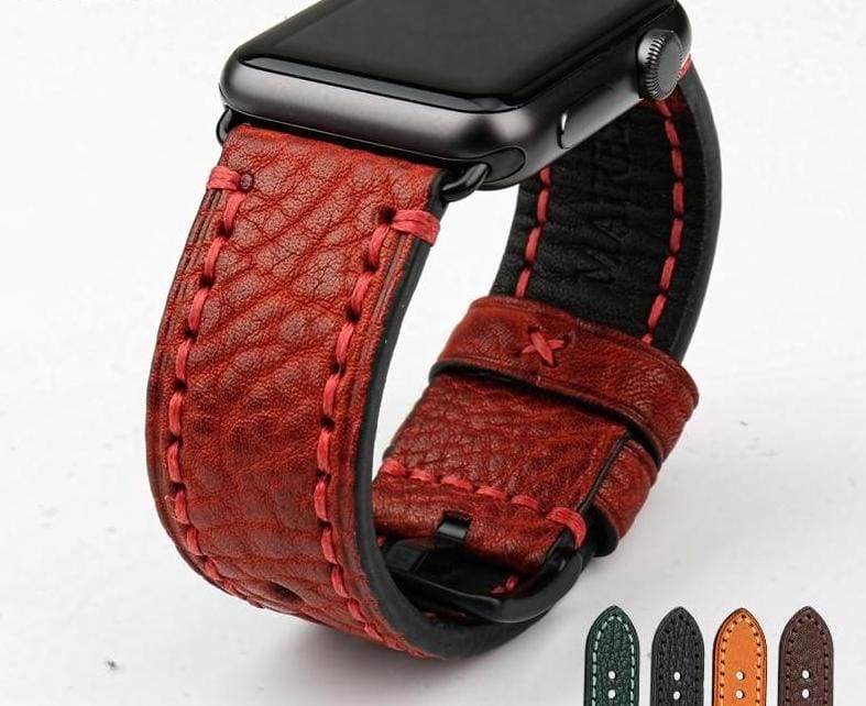 Stitched Leather Watch Bands For Apple Watch - Watchbands